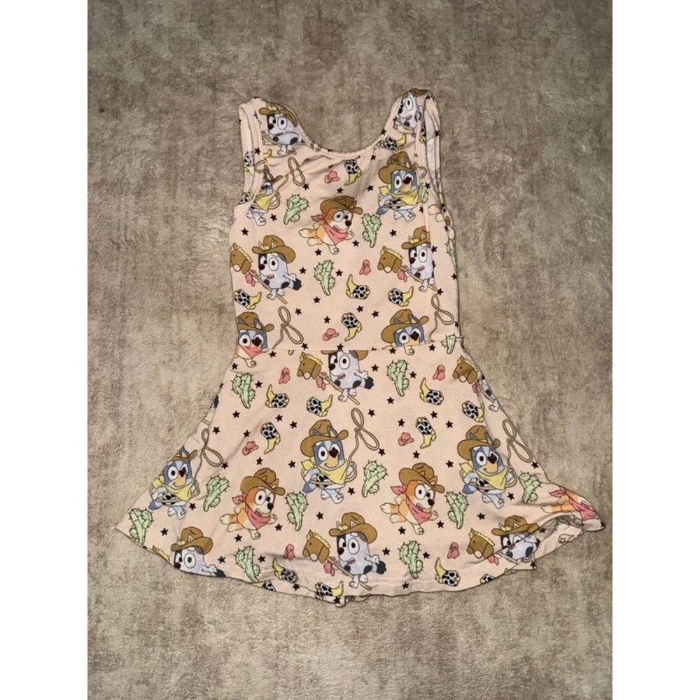 Bluey cowgirl pattern active dress, bamboo size 2T